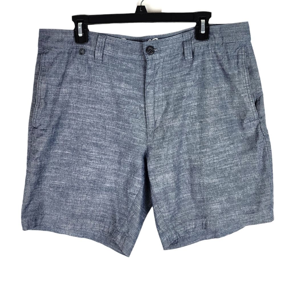 Eddie Bauer 100% Cotton Shorts Chambray Lightweight Flat Front Casual Size 34